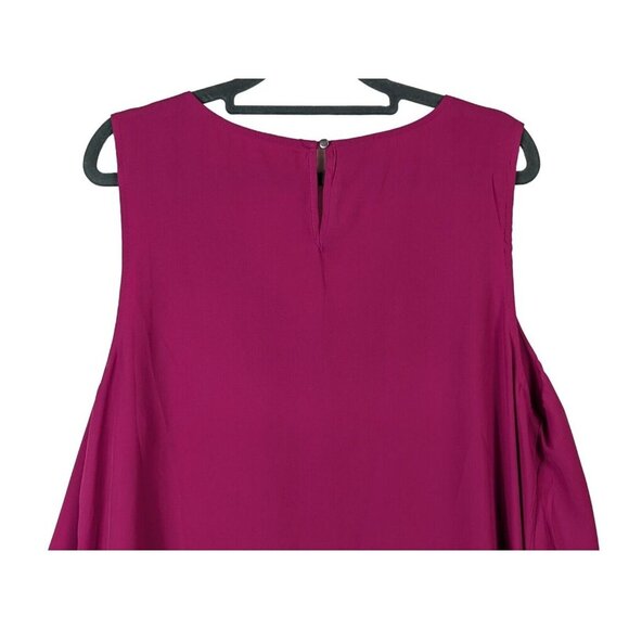 Covington Women size XL Sleeveless Shell V Neck Blouse Top Fuchsia Classic Flowy - Picture 7 of 8